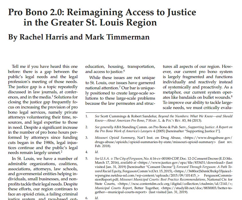 Pro Bono 2.0: Reimagining Access to Justice in the Greater St. Louis Region